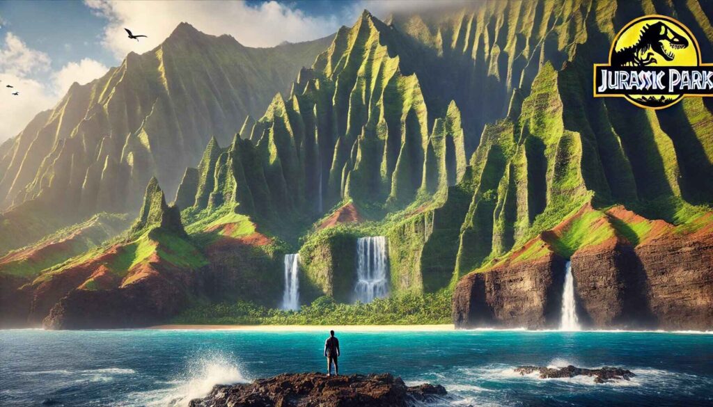 Panoramic view of Kauai's Na Pali Coast, Jurassic Park film site